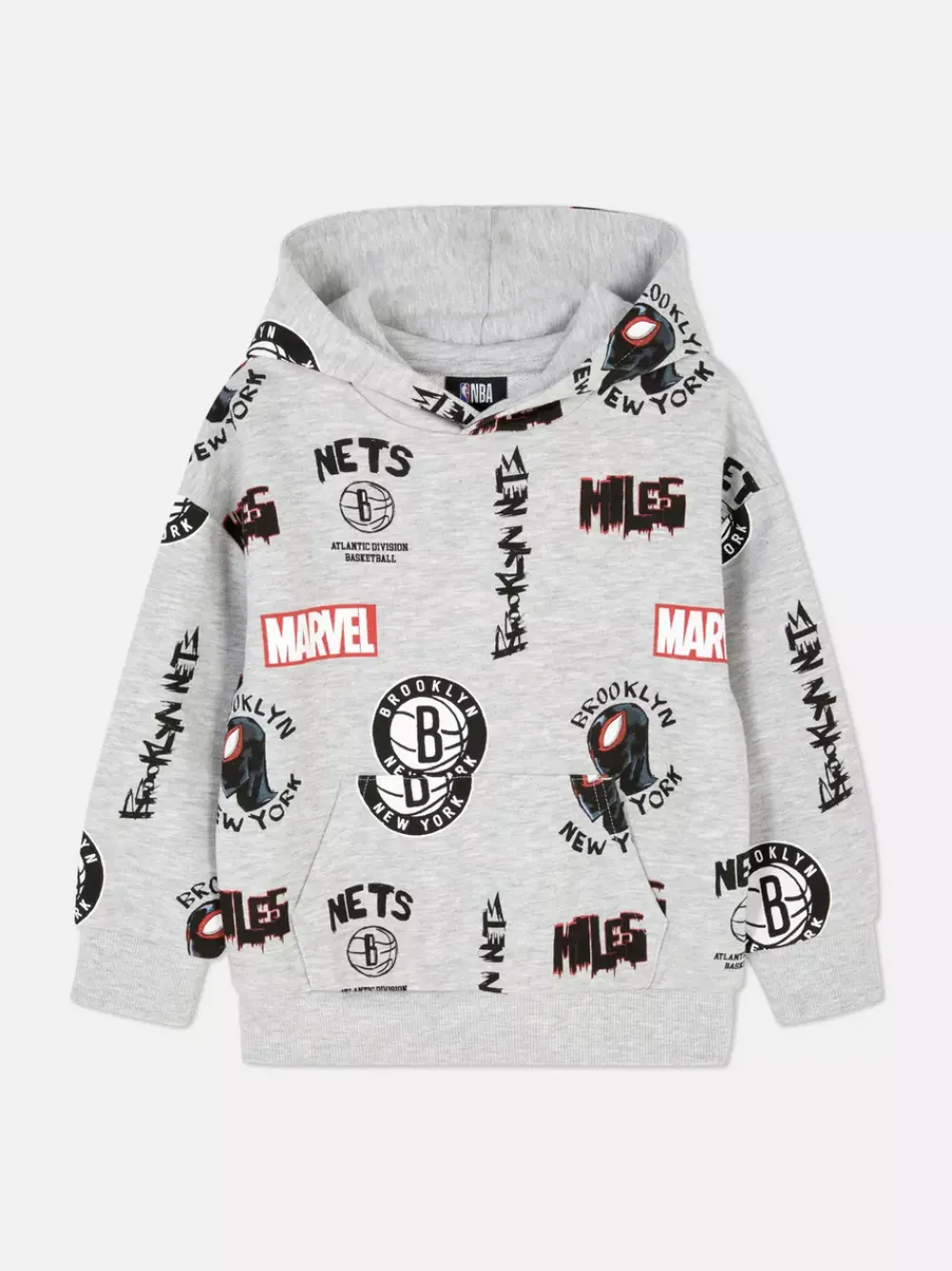 Dzieci Primark Bluzy<Bluza z kapturem z motywem Marvela i NBA Brooklyn Nets