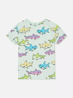 Dzieci Primark Topy I T-Shirty<Kolorowy T-shirt z krótkim rękawem i motywem rekina