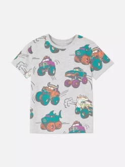 Dzieci Primark Topy I T-Shirty<Kolorowy T-shirt z krótkim rękawem i motywem rekina