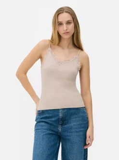 Primark Topy I T-Shirty<Koronkowa koszulka na ramiączkach w prążki