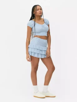 Primark Topy I T-Shirty<Krótki top z nadrukiem i marszczeniami od zestawu