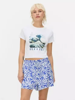 Primark Topy I T-Shirty<Krótki T-shirt z motywem Wielkiej Fali autorstwa Hokusaia
