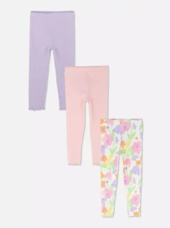 Dzieci Primark Spodnie Dresowe<Legginsy z muszelkowym wykończeniem, 3 pary