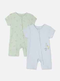 Primark Body I Koszulki Bez Rękawów|Body I Koszulki Bez Rękawów<Pajacyki z suwakiem i napisem Watch Me Grow, 2 szt.