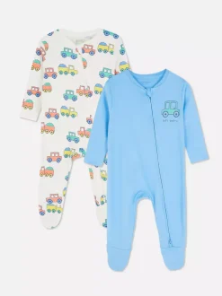 Primark Piżamy I Bielizna Nocna|Kaftaniki I Śpioszki<Śpioszki na suwak ze wzorem w samochodziki, 2 szt.