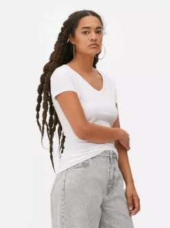 Primark Topy I T-Shirty<Rozciągliwy T-shirt z dekoltem w serek