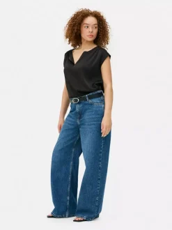 Primark Koszule I Bluzki<Satynowy T-shirt z dekoltem w serek