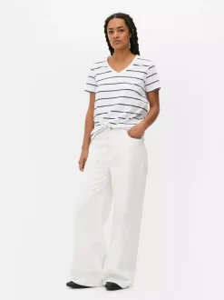 Primark Topy I T-Shirty<T-shirt w paski z dekoltem w serek