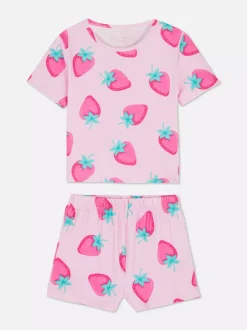 Dzieci Primark Piżamy I Bielizna Nocna<Zestaw piżamowy z szortami z motywem truskawek