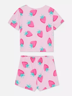 Dzieci Primark Piżamy I Bielizna Nocna<Zestaw piżamowy z szortami z motywem truskawek