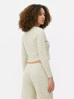 Primark Góry Od Piżamy<Ażurowa góra od piżamy z długim rękawem i nadrukiem