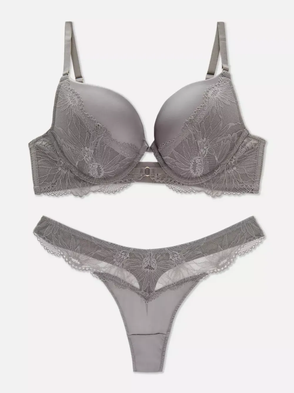 Damskie Primark Komplety Bielizny Damskiej<Biustonosz maximise i figi z satyny z koronką