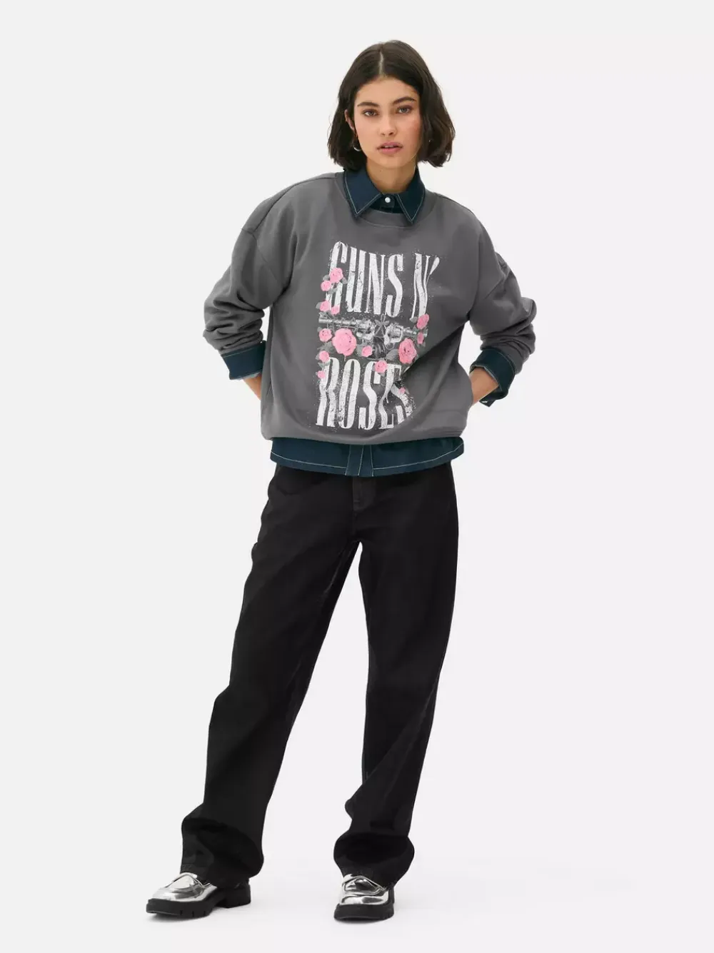 Primark Odzież Domowa I Na Siłownię|Bluzy<Bluza z nadrukiem Guns N’ Roses i efektem znoszenia