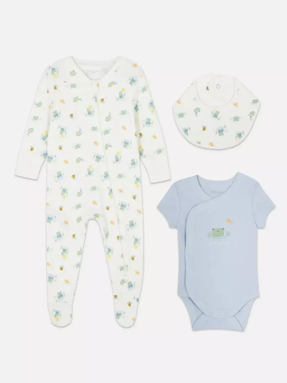 Primark Komplety I Gotowe Stroje|Kaftaniki I Śpioszki<3-częściowy komplet z motywem żaby dla noworodka