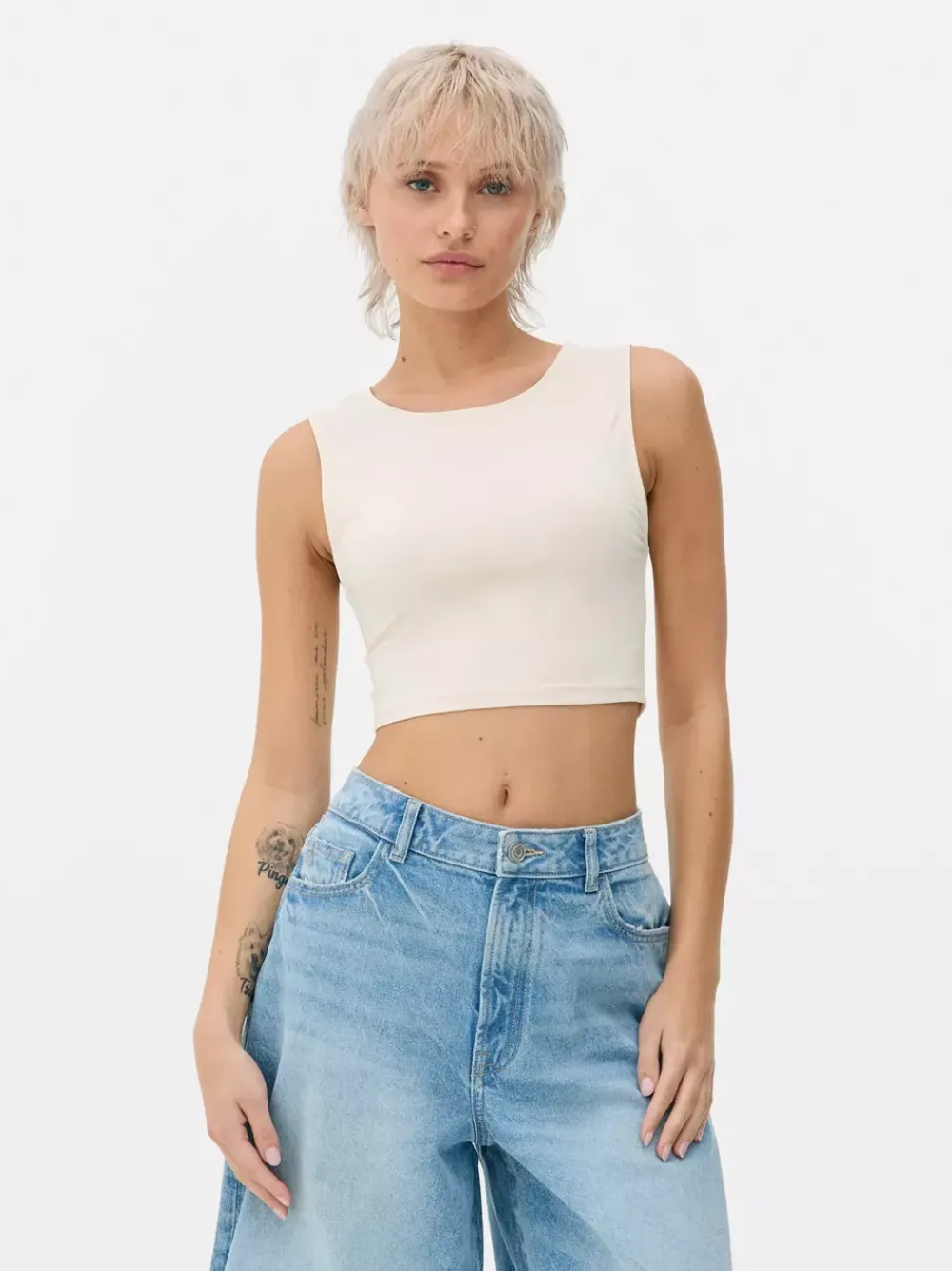 Primark Topy I T-Shirty<Dżersejowy top bez rękawów z efektem drugiej skóry