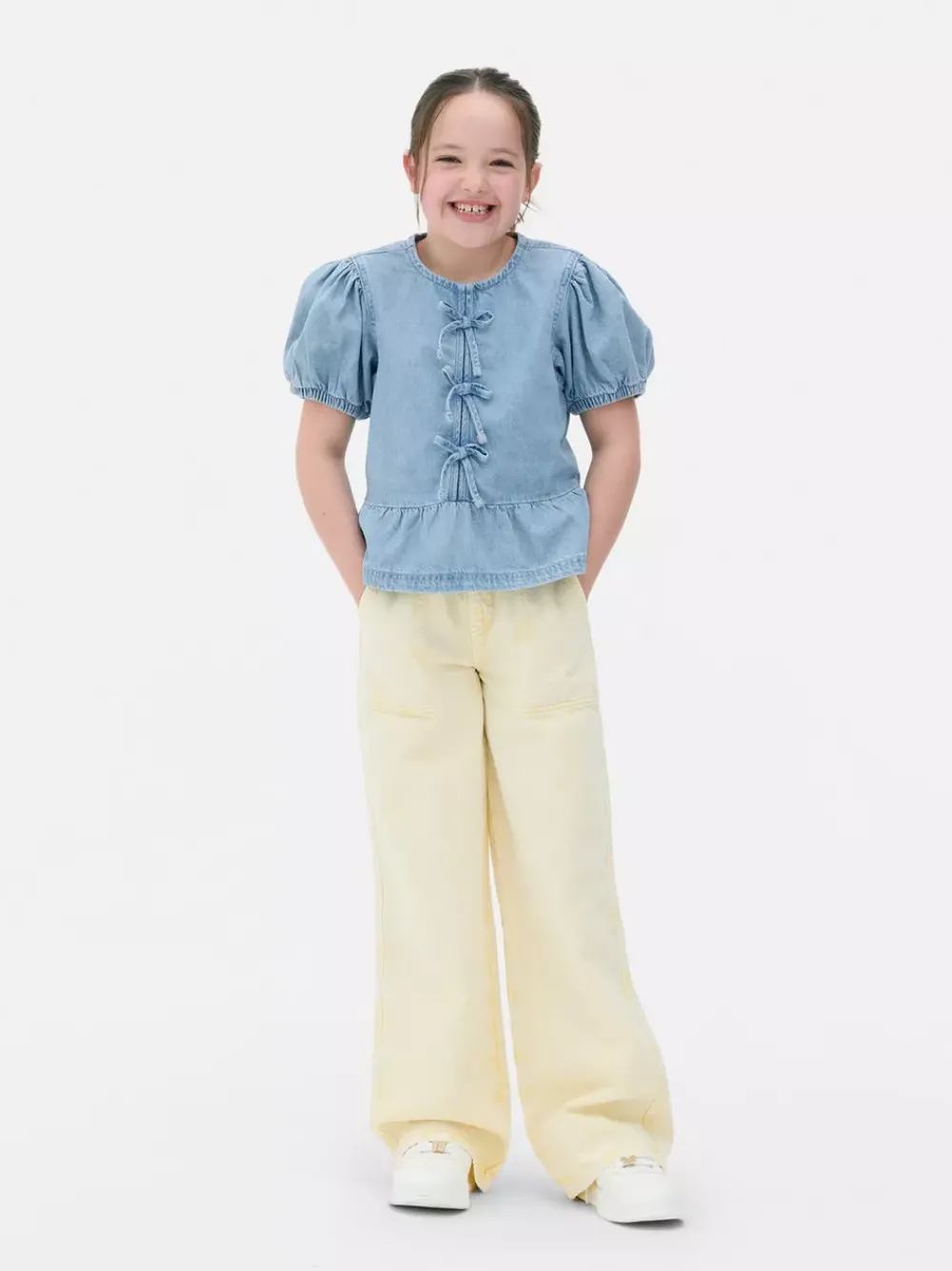 Dzieci Primark Topy I T-Shirty|Koszule I Bluzki<Jeansowa bluzka z bufiastym rękawem