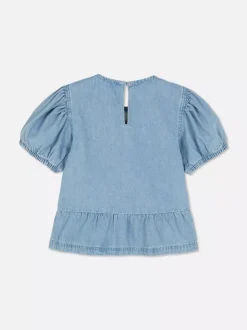 Dzieci Primark Topy I T-Shirty|Koszule I Bluzki<Jeansowa bluzka z bufiastym rękawem