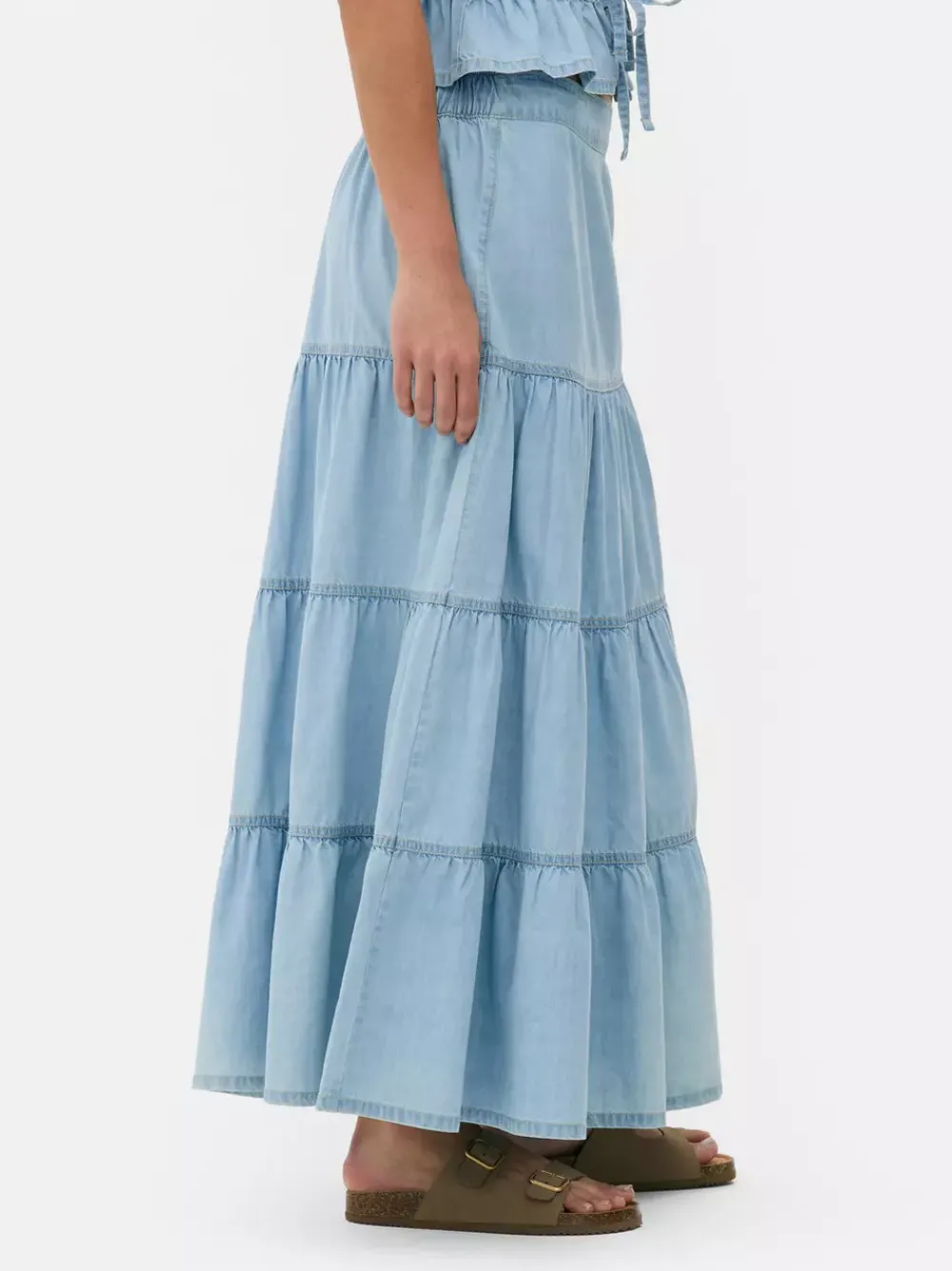 Primark Spódnice<Jeansowa warstwowa spódnica maxi
