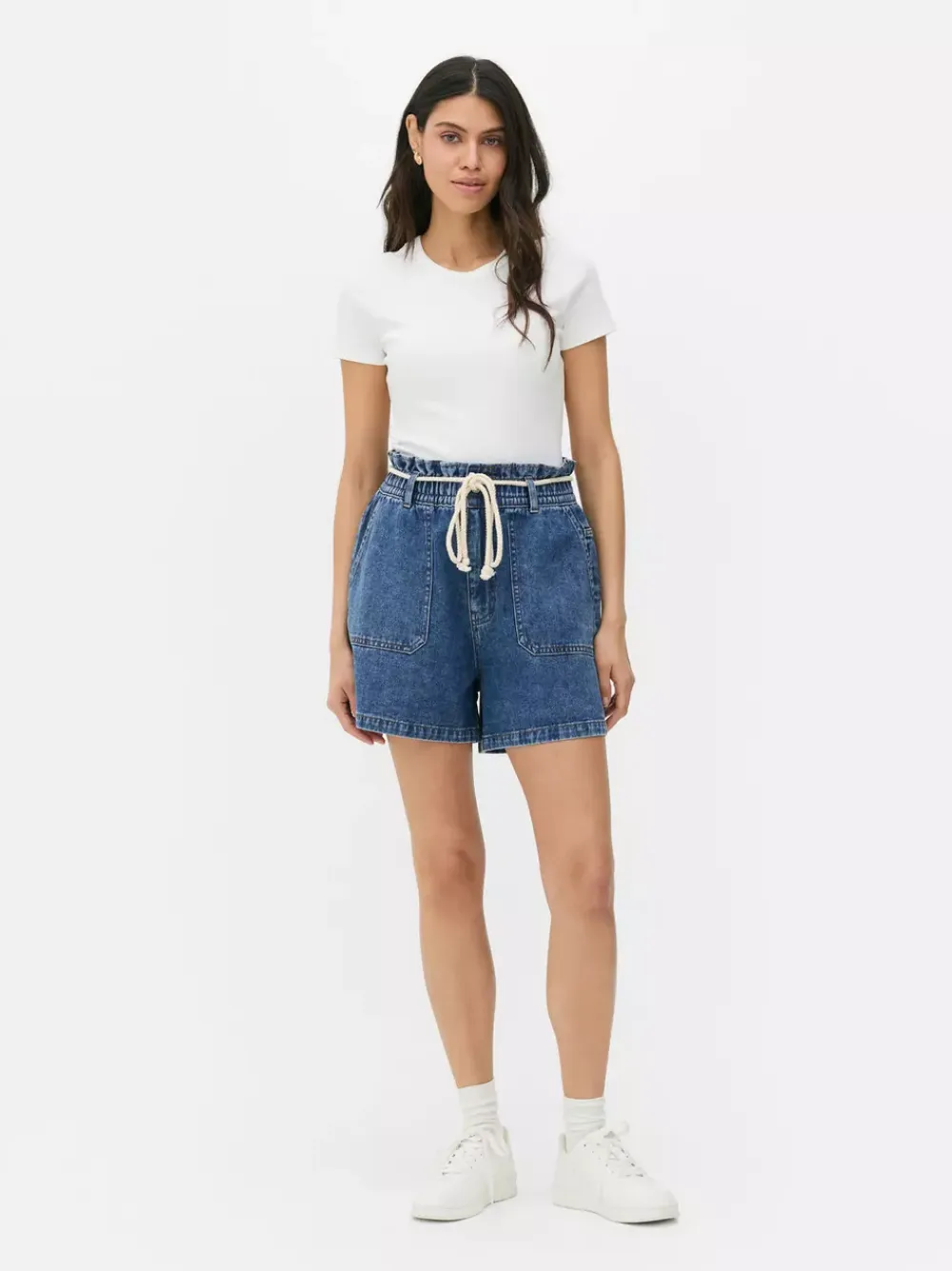 Primark Szorty<Jeansowe szorty bermudy ze sznurkowym wiązaniem