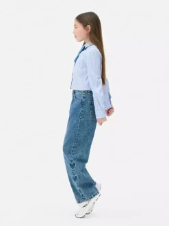 Dzieci Primark Jeansy<Jeansy z haftowanymi sercami