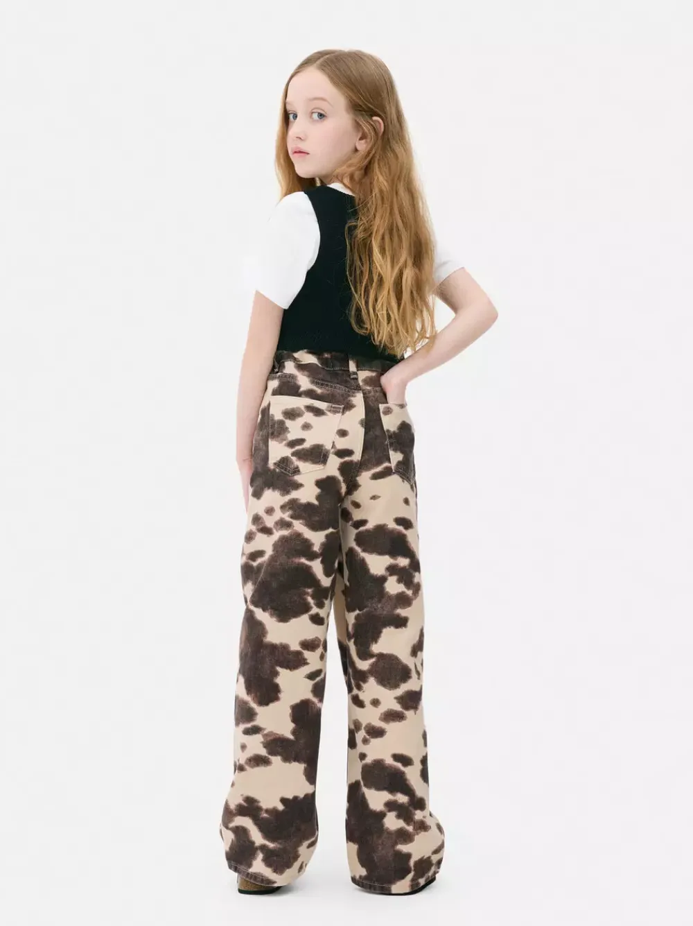 Dzieci Primark Jeansy<Jeansy z szerokimi nogawkami w krowie łaty