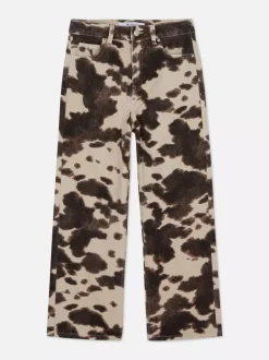 Dzieci Primark Jeansy<Jeansy z szerokimi nogawkami w krowie łaty
