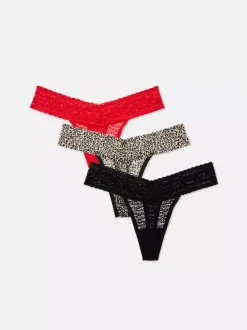 Damskie Primark Majtki Damskie<Koronkowe stringi bandeau, 3 pary