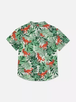 Dzieci Primark Koszule|Topy I T-Shirty<Koszula z krótkim rękawem w liście i dinozaury