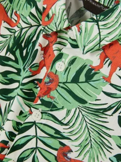 Dzieci Primark Koszule|Topy I T-Shirty<Koszula z krótkim rękawem w liście i dinozaury
