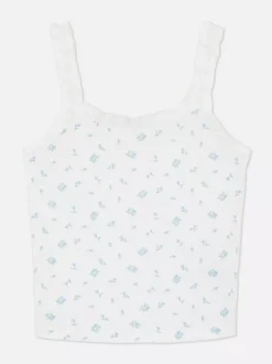 Primark Topy I T-Shirty<Koszulka na ramiączkach z ażurowym wzorem i falbanką
