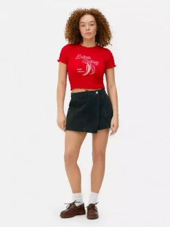 Primark Topy I T-Shirty<Krótka koszulka z nadrukiem i marszczeniami