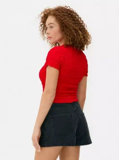 Primark Topy I T-Shirty<Krótka koszulka z nadrukiem i marszczeniami