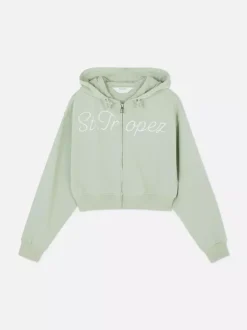 Primark Bluzy|Odzież Domowa I Na Siłownię<Krótka rozpinana bluza z kapturem i nadrukiem