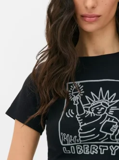 Primark Topy I T-Shirty<Krótki T-shirt ze Statuą Wolności Keitha Haringa