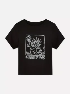 Primark Topy I T-Shirty<Krótki T-shirt ze Statuą Wolności Keitha Haringa