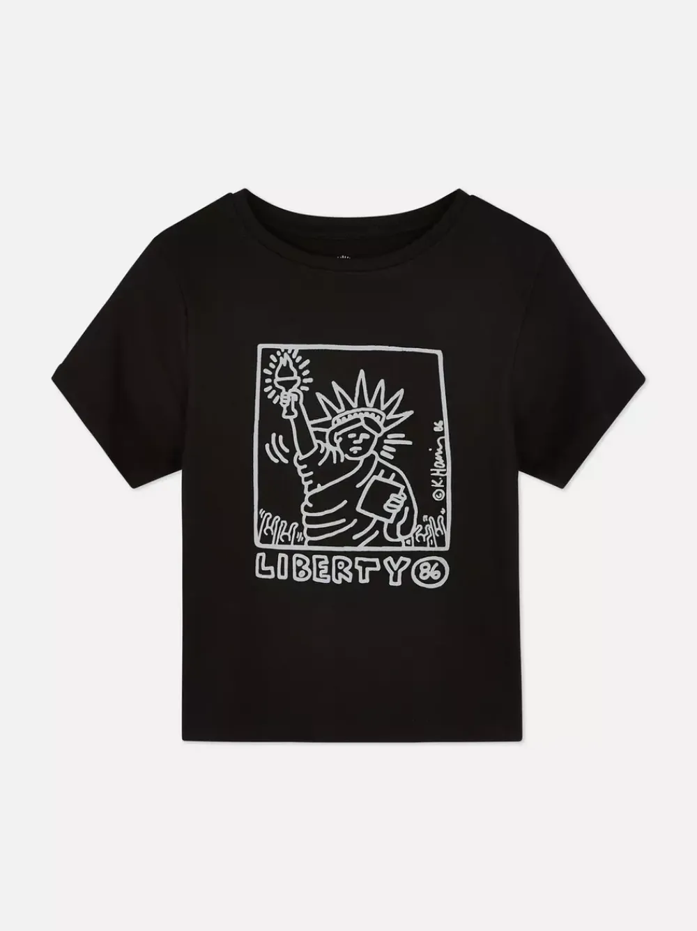 Primark Topy I T-Shirty<Krótki T-shirt ze Statuą Wolności Keitha Haringa
