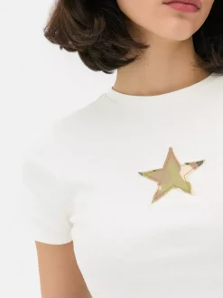 Primark Topy I T-Shirty<Krótki T-shirt z gwiazdą ze wzorem moro