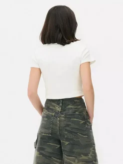 Primark Topy I T-Shirty<Krótki T-shirt z gwiazdą ze wzorem moro