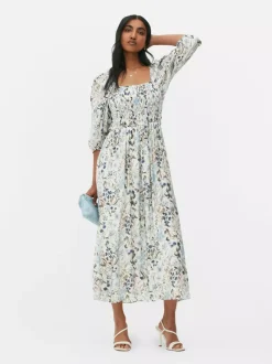 Primark Sukienki<Marszczona sukienka midi z bufiastymi rękawami