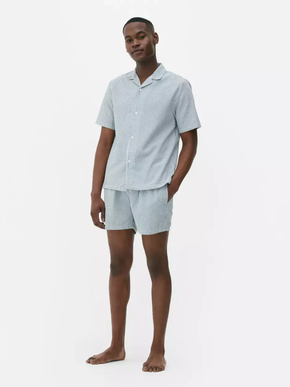 Primark Piżamy<Pasiasta koszula od piżamy z tkaniny seersucker