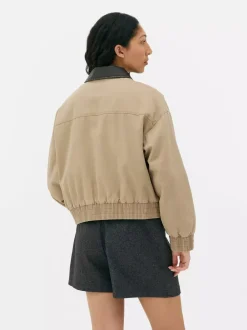 Primark Płaszcze I Kurtki<Płócienna kurtka ze sztucznej skóry z kołnierzem
