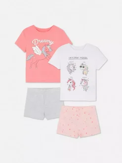 Dzieci Primark Piżamy I Bielizna Nocna<Piżama z szortami i motywem jednorożca, 2 komplety