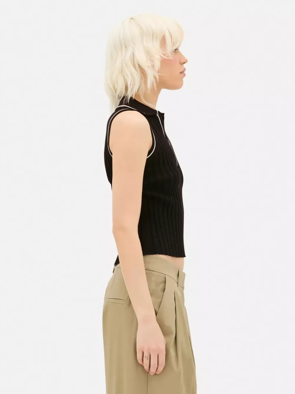 Primark Topy I T-Shirty<Prążkowana koszulka polo bez rękawów