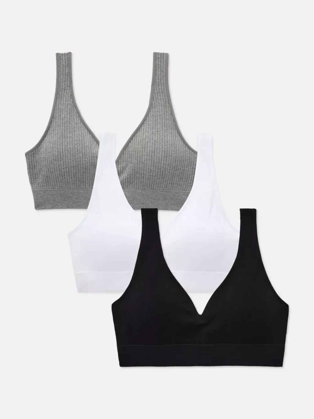 Primark Biustonosze<Prążkowane biustonosze z dekoltem w serek, 3 szt.