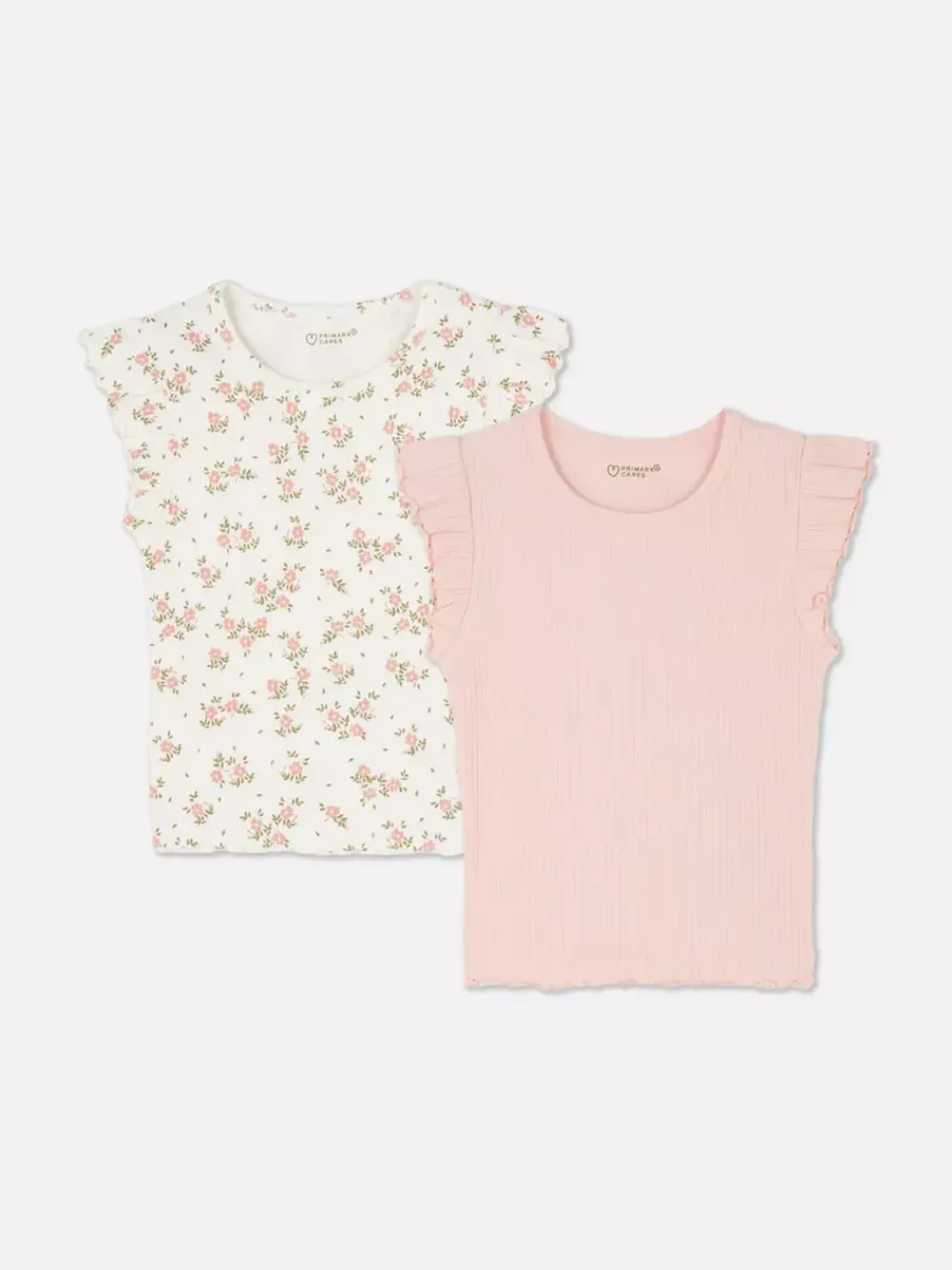 Dzieci Primark Topy I T-Shirty<Prążkowane T-shirty z falbanką, 2 szt.