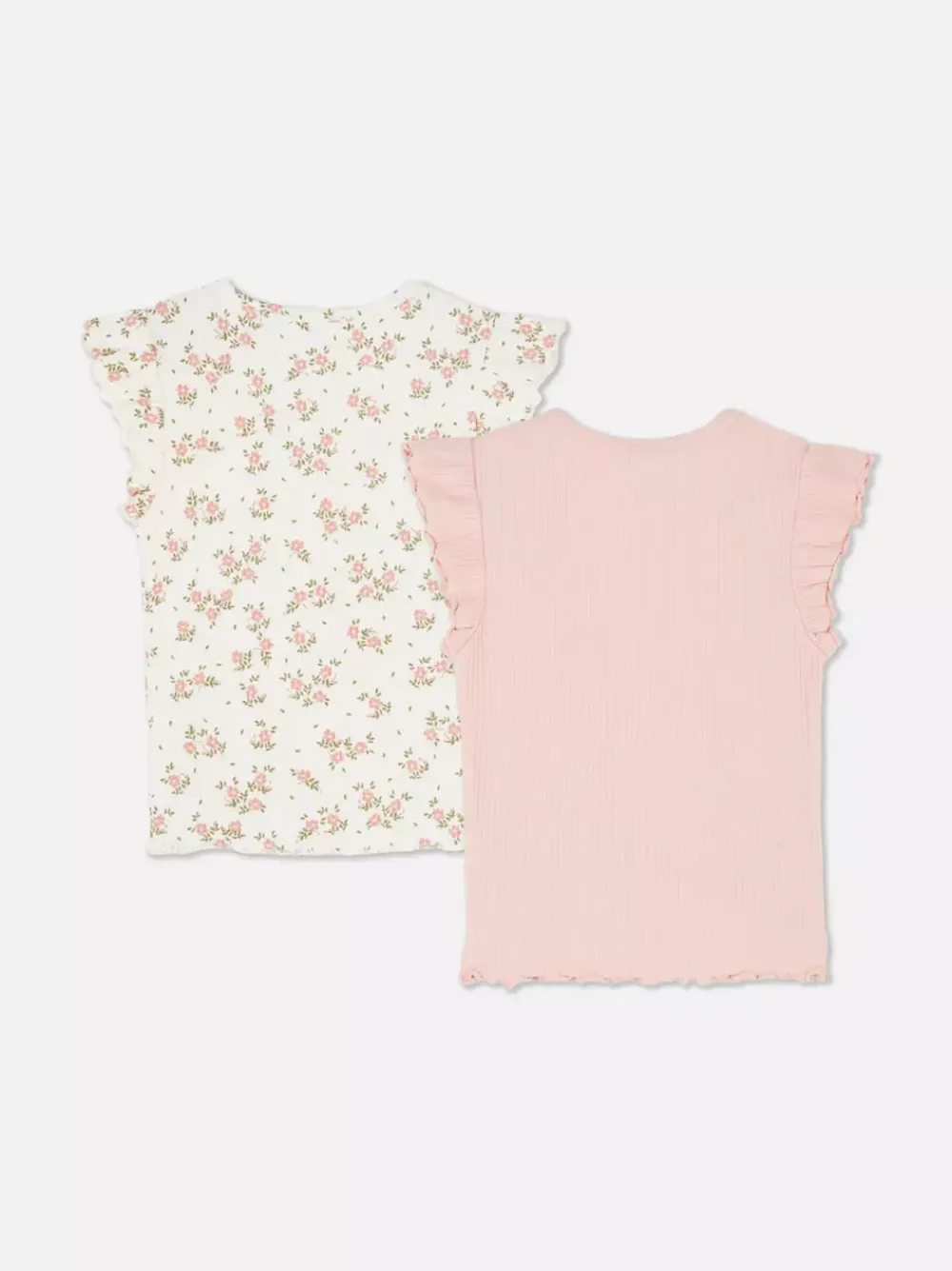 Dzieci Primark Topy I T-Shirty<Prążkowane T-shirty z falbanką, 2 szt.
