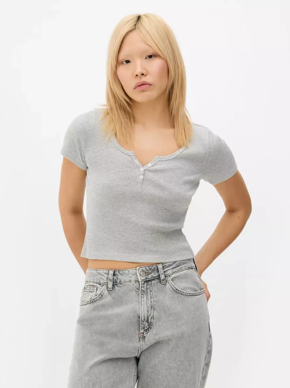 Primark Topy I T-Shirty<Prążkowany T-shirt typu henley
