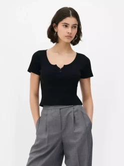 Primark Topy I T-Shirty<Prążkowany T-shirt typu henley