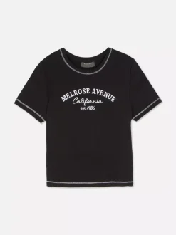 Dzieci Primark Topy I T-Shirty<Prążkowany T-shirt z krótkim rękawem