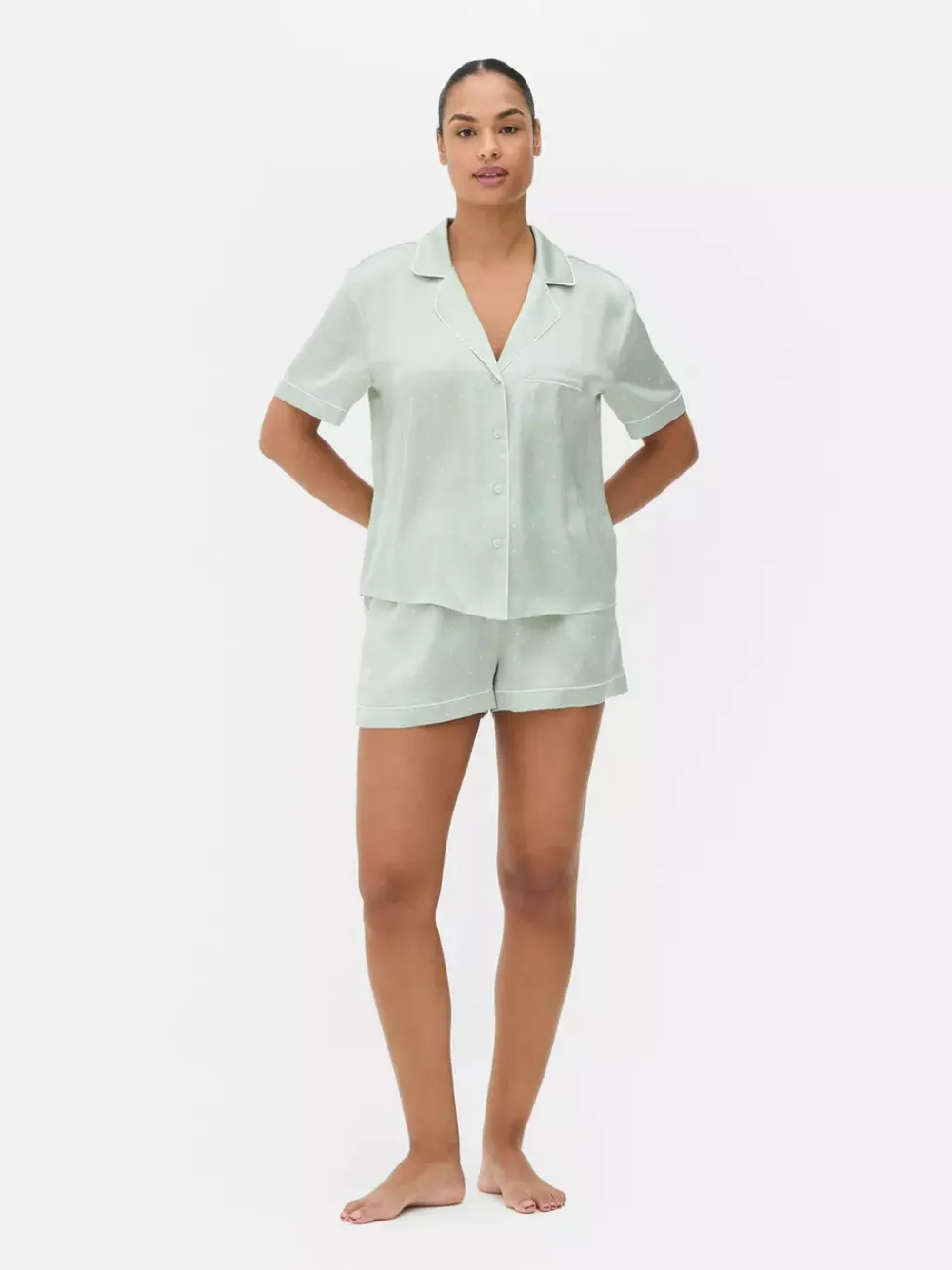 Primark Zestawy Piżamowe<Satynowa piżama z koszulą i szortami